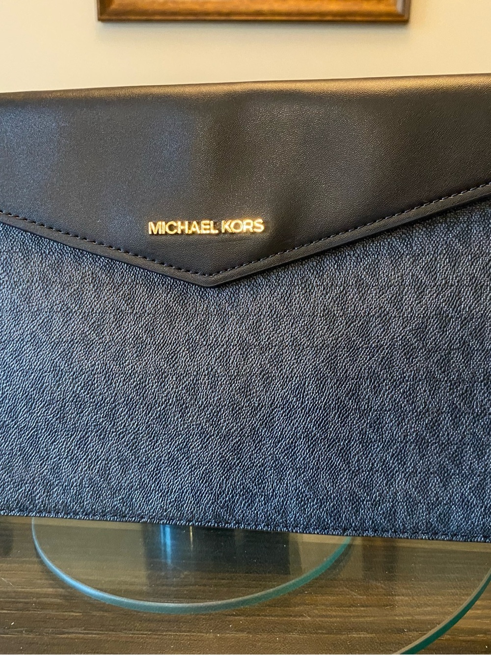 Michael Kors Black and Gold Envelope Clutch